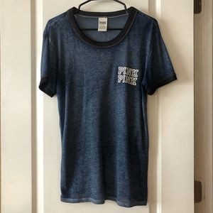 PINK sheer blue tshirt